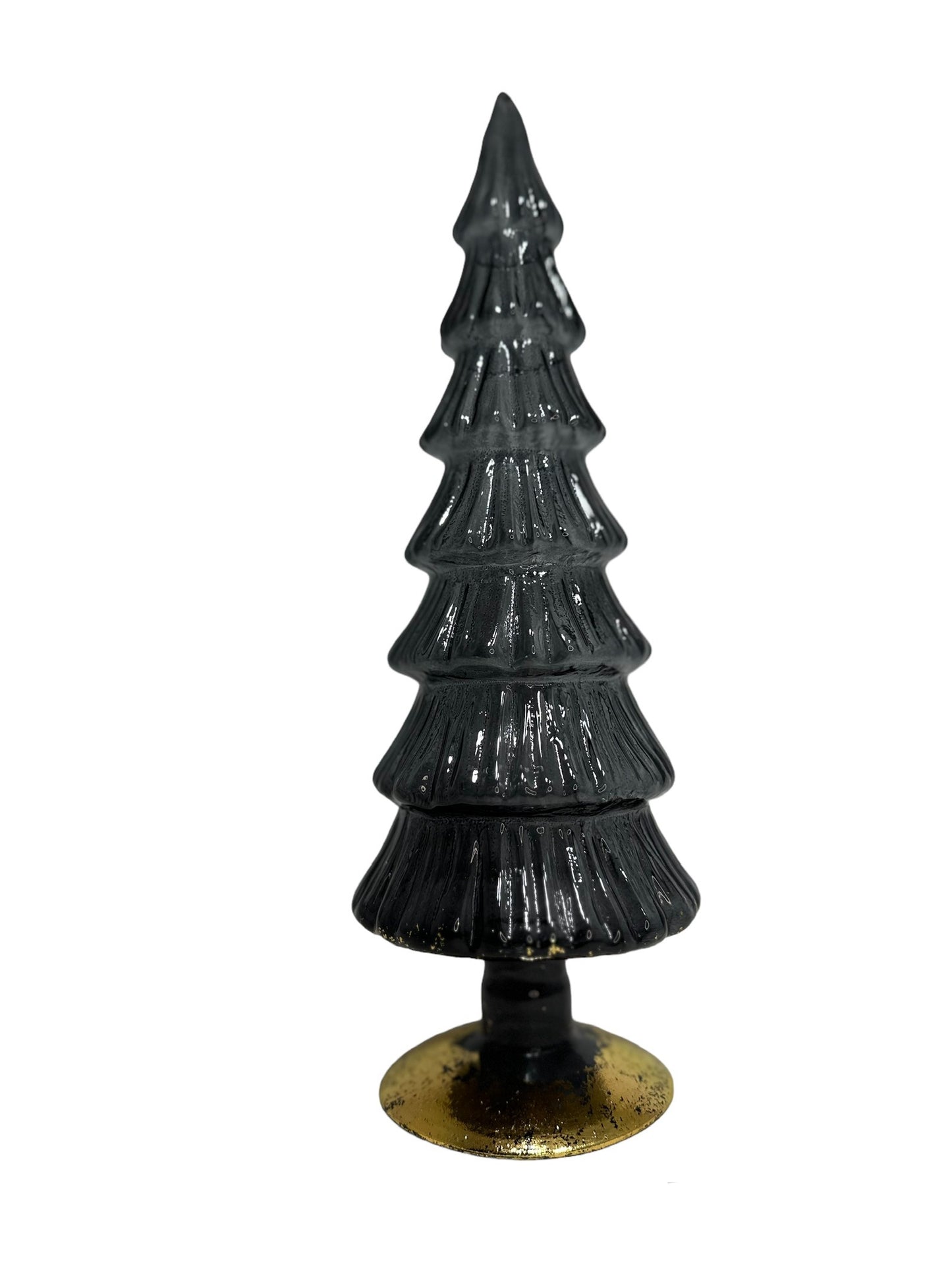 Glazen kerstboom - zwart/goud